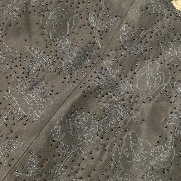 Ellen Tracy Silk Blend Floral Embroidered & Beaded Open Front Black Jack… - Picture 11 of 11